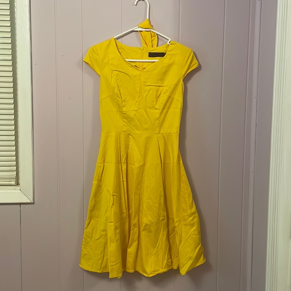 Dress Tells Yellow Fit and Flare Retro Dress